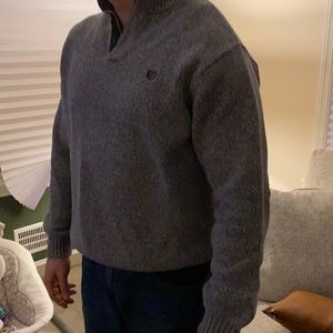 Chaps crewneck suede elbow pad sweater